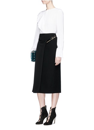 Figure View - Click To Enlarge - LANVIN - Leather strap cady wrap skirt