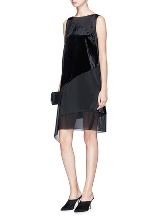 Figure View - Click To Enlarge - LANVIN - Peaked drape velvet and satin A-lined dress