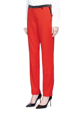 Front View - Click To Enlarge - LANVIN - Satin trim wool twill pants