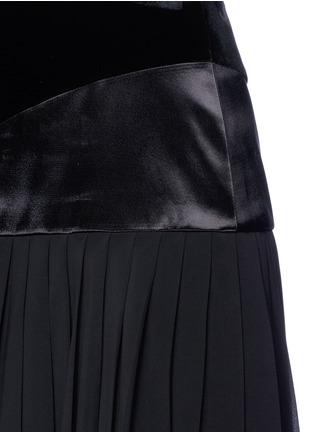 Detail View - Click To Enlarge - LANVIN - Velvet and satin panel pleated chiffon skirt