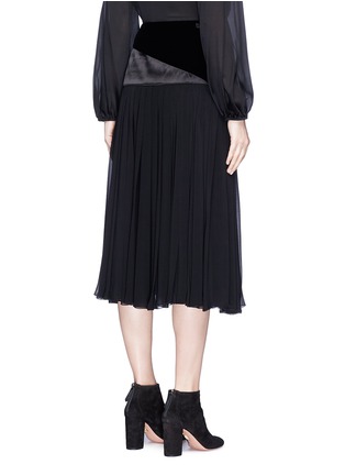 Back View - Click To Enlarge - LANVIN - Velvet and satin panel pleated chiffon skirt