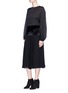 Figure View - Click To Enlarge - LANVIN - Velvet and satin panel pleated chiffon skirt