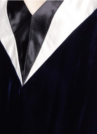 Detail View - Click To Enlarge - LANVIN - Colourblock satin V-neck velvet slip dress