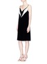 Figure View - Click To Enlarge - LANVIN - Colourblock satin V-neck velvet slip dress