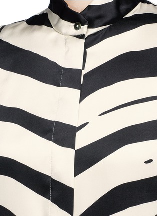 Detail View - Click To Enlarge - LANVIN - Satin front zebra print chiffon shirt