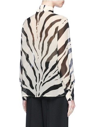 Back View - Click To Enlarge - LANVIN - Satin front zebra print chiffon shirt