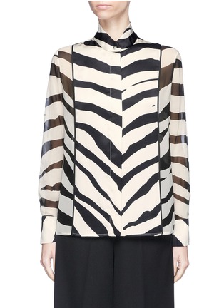 Main View - Click To Enlarge - LANVIN - Satin front zebra print chiffon shirt