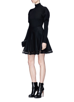 Figure View - Click To Enlarge - ALAÏA - 'Vienne' lasercut virgin wool-cashmere melton flared skirt