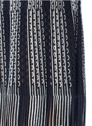Detail View - Click To Enlarge - ALAÏA - 'Gladiator' perforated fringed hem knit skirt