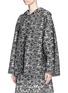 Front View - Click To Enlarge - ALAÏA - 'Adenium' oversized floral jacquard knit hoodie