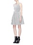 Figure View - Click To Enlarge - ALAÏA - Wavy stripe embroidered velour puff dress