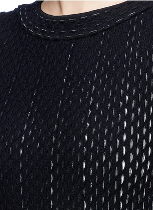 Detail View - Click To Enlarge - ALAÏA - 'Gladiator' perforated fringed hem sleeveless knit dress