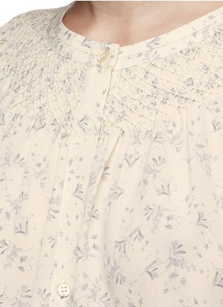 Detail View - Click To Enlarge - VINCE - Floral print smocked yoke silk blouse