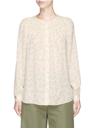 Main View - Click To Enlarge - VINCE - Floral print smocked yoke silk blouse