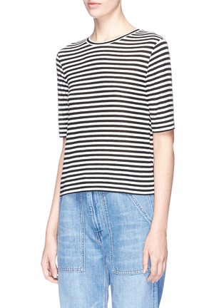 Front View - Click To Enlarge - VINCE - Stripe silk blend jersey T-shirt