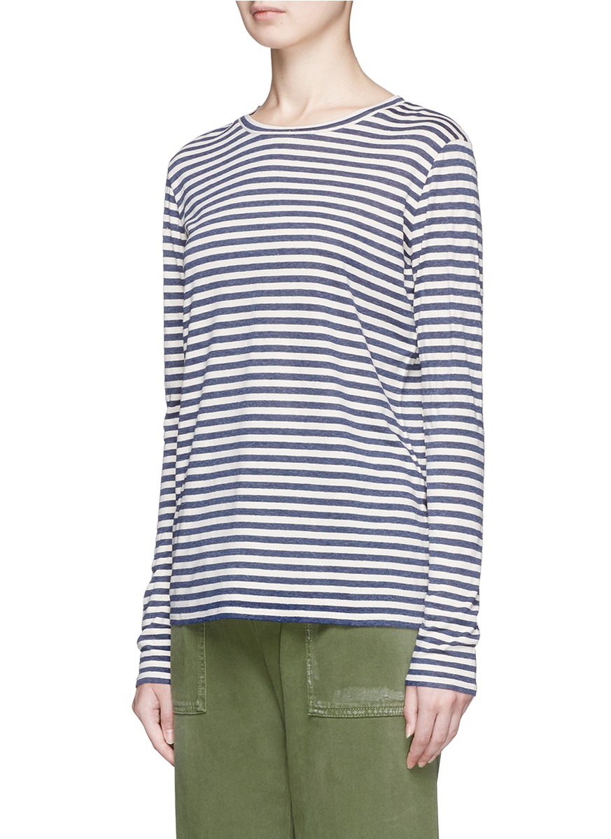 VINCE Stripe Long Sleeve T-Shirt, Night | ModeSens