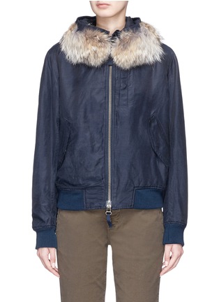 Main View - Click To Enlarge - VINCE - Removable coyote fur trim hooded bomber jacket