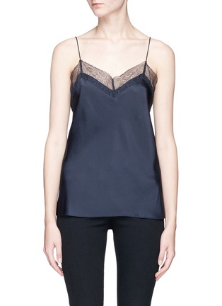 Main View - Click To Enlarge - VINCE - Floral lace trim silk satin camisole top