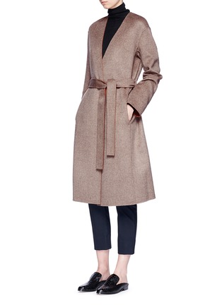 Detail View - Click To Enlarge - VINCE - Belted reversible wool-cashmere melton coat