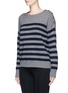 Front View - Click To Enlarge - VINCE - Button shoulder stripe cashmere sweater