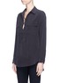 Front View - Click To Enlarge - EQUIPMENT - 'Knox' lace-up silk crepe shirt