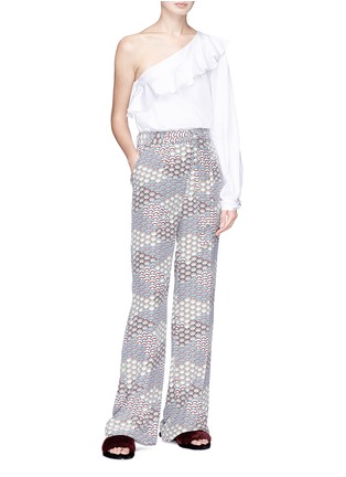 Figure View - Click To Enlarge - EQUIPMENT - 'Arwen' fan print silk crepe pyjama pants
