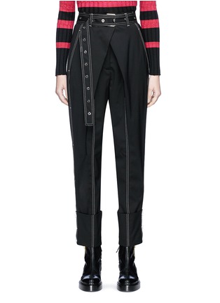 Main View - Click To Enlarge - PROENZA SCHOULER - Contrast stitch belted wool twill pants