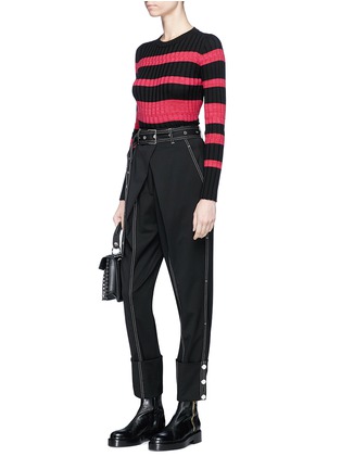 Figure View - Click To Enlarge - PROENZA SCHOULER - Contrast stitch belted wool twill pants