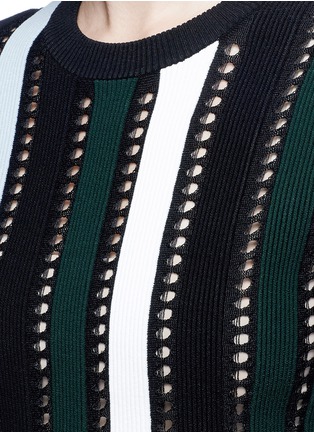 Detail View - Click To Enlarge - PROENZA SCHOULER - Stripe ottoman and pointelle knit cropped sweater