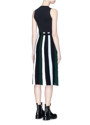 Back View - Click To Enlarge - PROENZA SCHOULER - Stripe ottoman and pointelle knit sleeveless dress