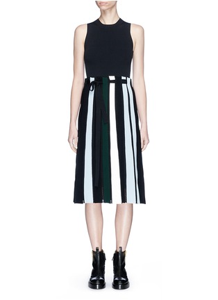 Main View - Click To Enlarge - PROENZA SCHOULER - Stripe ottoman and pointelle knit sleeveless dress