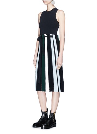 Figure View - Click To Enlarge - PROENZA SCHOULER - Stripe ottoman and pointelle knit sleeveless dress