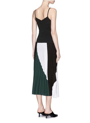 Back View - Click To Enlarge - PROENZA SCHOULER - Colourblock ottoman and pleated stitch knit dress