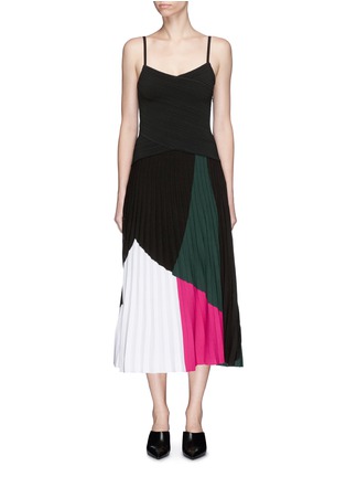 Main View - Click To Enlarge - PROENZA SCHOULER - Colourblock ottoman and pleated stitch knit dress