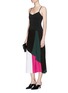 Figure View - Click To Enlarge - PROENZA SCHOULER - Colourblock ottoman and pleated stitch knit dress