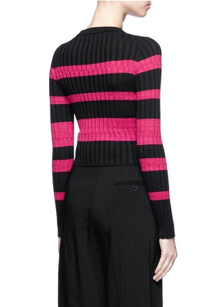 Back View - Click To Enlarge - PROENZA SCHOULER - Stripe wool blend rib knit sweater