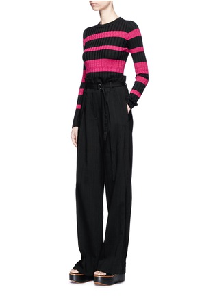 Figure View - Click To Enlarge - PROENZA SCHOULER - Stripe wool blend rib knit sweater
