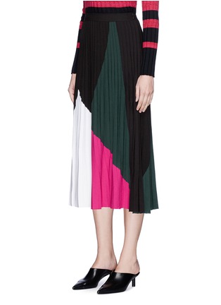 Front View - Click To Enlarge - PROENZA SCHOULER - Colourblock pleated stitch knit skirt