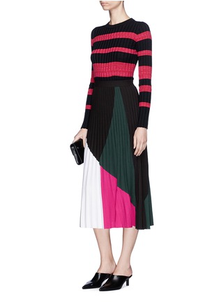 Figure View - Click To Enlarge - PROENZA SCHOULER - Colourblock pleated stitch knit skirt