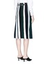 Back View - Click To Enlarge - PROENZA SCHOULER - Drawstring waist stripe ottoman and pointelle knit skirt