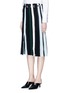 Front View - Click To Enlarge - PROENZA SCHOULER - Drawstring waist stripe ottoman and pointelle knit skirt