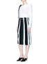 Figure View - Click To Enlarge - PROENZA SCHOULER - Drawstring waist stripe ottoman and pointelle knit skirt