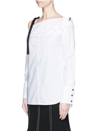 Front View - Click To Enlarge - PROENZA SCHOULER - Asymmetric tie shoulder cotton poplin shirt