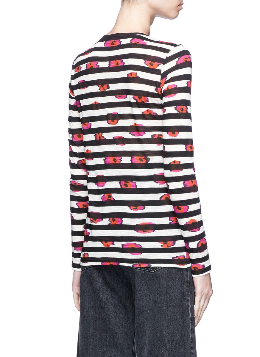 PROENZA SCHOULER Ikat-Inspired Striped Cotton Jersey T-Shirt, Pink ...