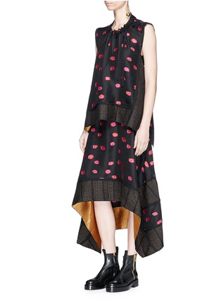 Figure View - Click To Enlarge - PROENZA SCHOULER - Ikat dot fil coupé jacquard skirt