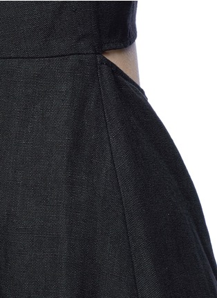 Detail View - Click To Enlarge - THEORY - 'Phyly' tie back fringed linen strapless dress