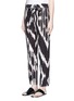 Front View - Click To Enlarge - THEORY - 'Gunilla' ikat print paperbag waist belted silk pants