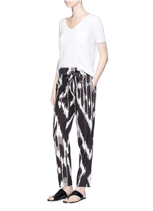 Figure View - Click To Enlarge - THEORY - 'Gunilla' ikat print paperbag waist belted silk pants