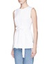 Front View - Click To Enlarge - THEORY - 'Desza' belted poplin sleeveless top