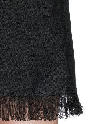Detail View - Click To Enlarge - THEORY - 'Oekel' fringed linen sleeveless shift dress